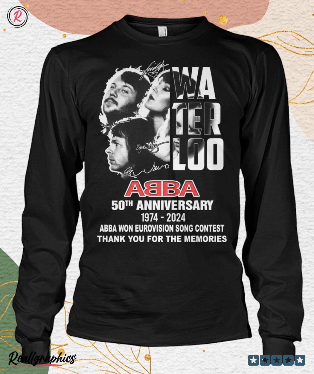 waterloo abba 50th anniversary 1974 2024 abba won eurovision song contest thank you for the memories unisex shirt