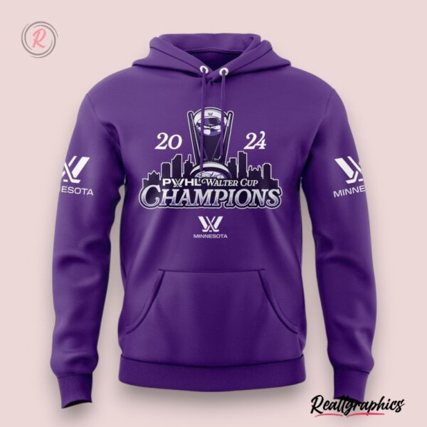 2024 pwhl walter cup champions minnesota hoodie purple