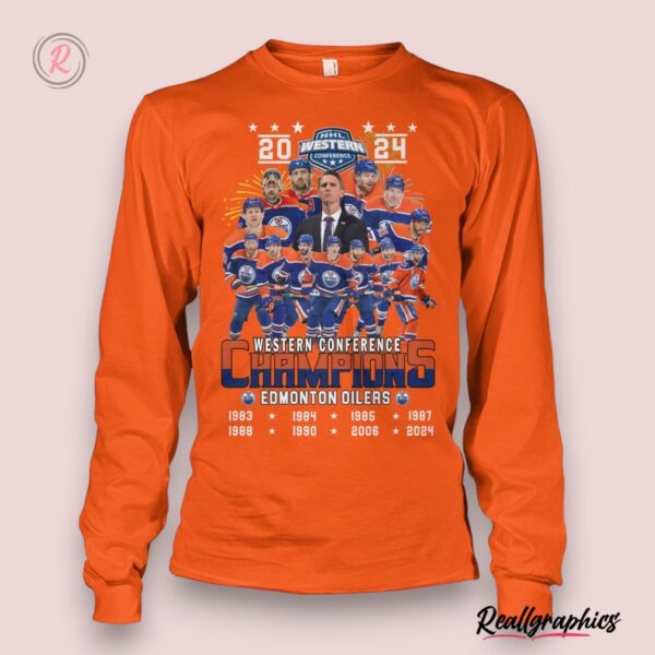 2024 western conference 8 time champions edmonton oilers unisex shirt