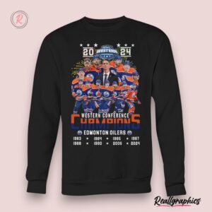 2024 western conference 8 time champions edmonton oilers unisex shirt