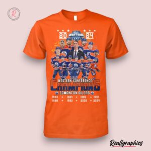 2024 western conference 8 time champions edmonton oilers unisex shirt