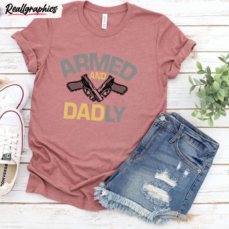 armed and daddy cool design shirt, trendy best dad long sleeve sweater