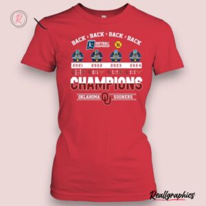 back to back to back to back softball championship oklahoma sooners unisex shirt