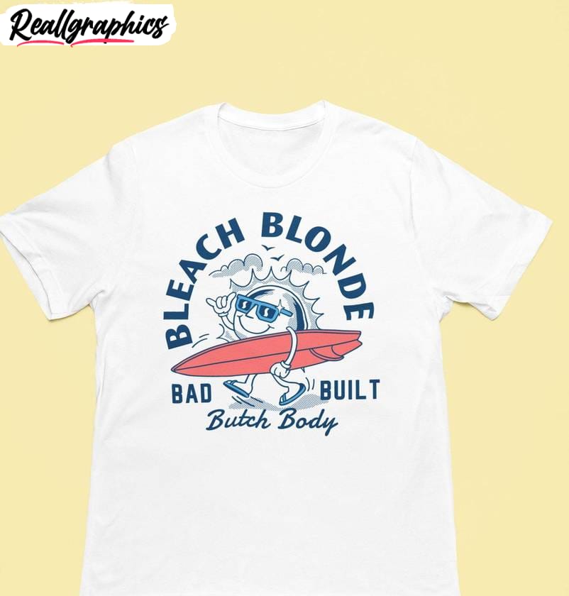 bleach blonde bad built butch body shirt, retro style short sleeve crewneck