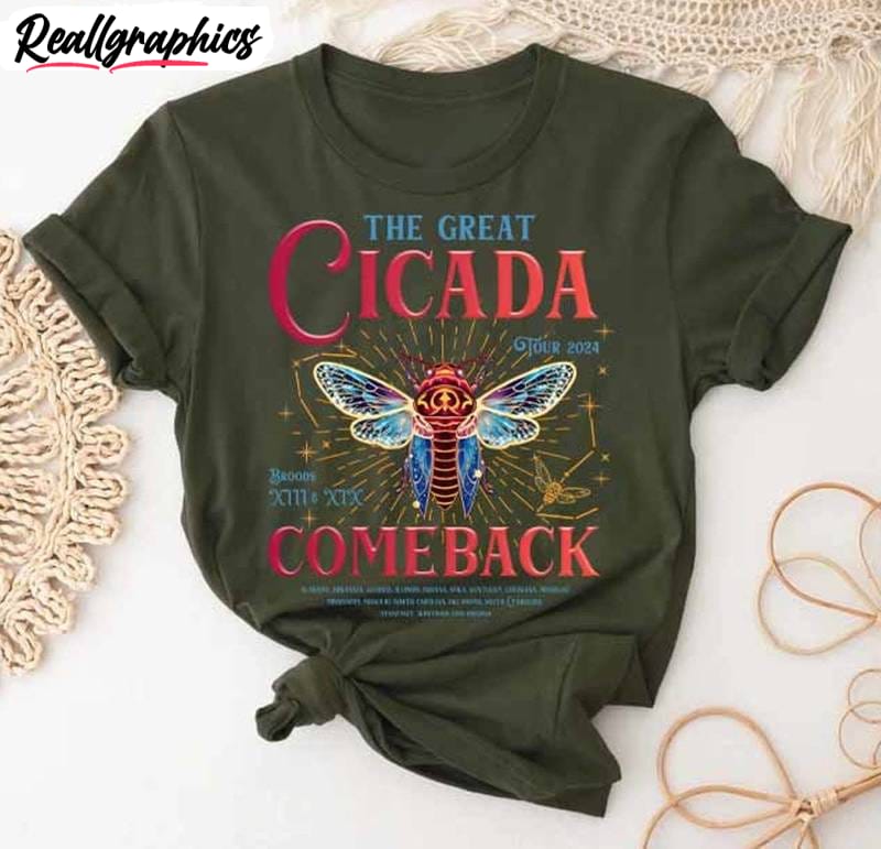 cicada comeback tour shirt, the cicada concert tour 2024 short sleeve crewneck