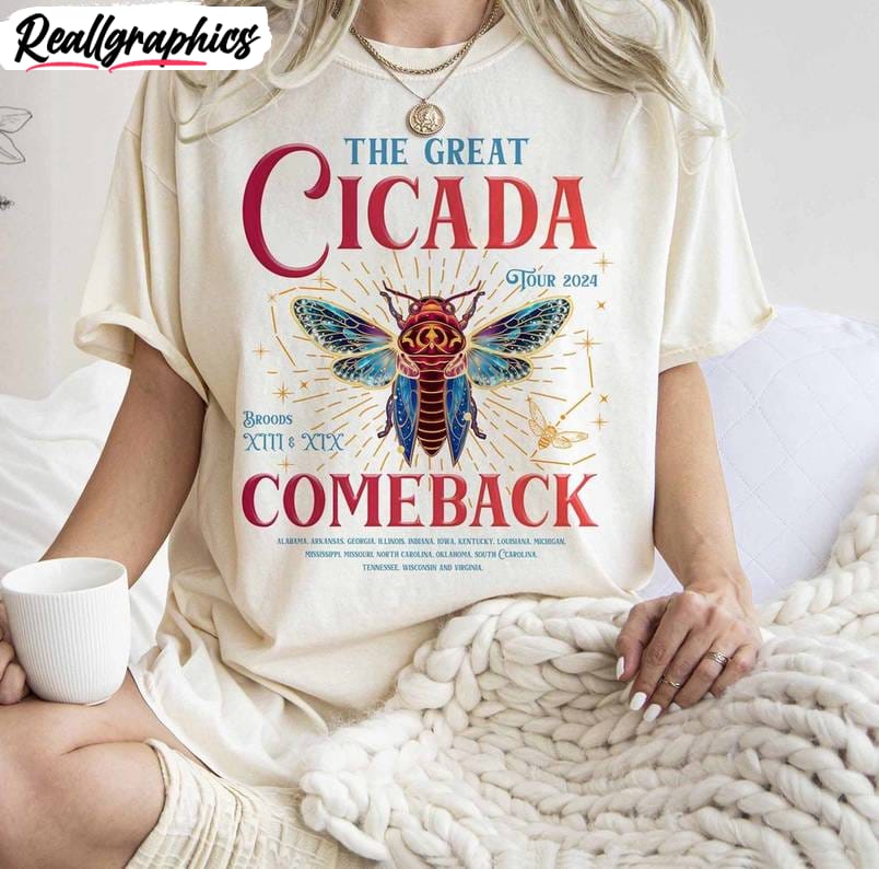 cicada comeback tour shirt, the cicada concert tour 2024 short sleeve crewneck