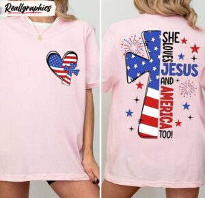 cross patriotic short sleeve , new rare she loves jesus and america too shirt tank top