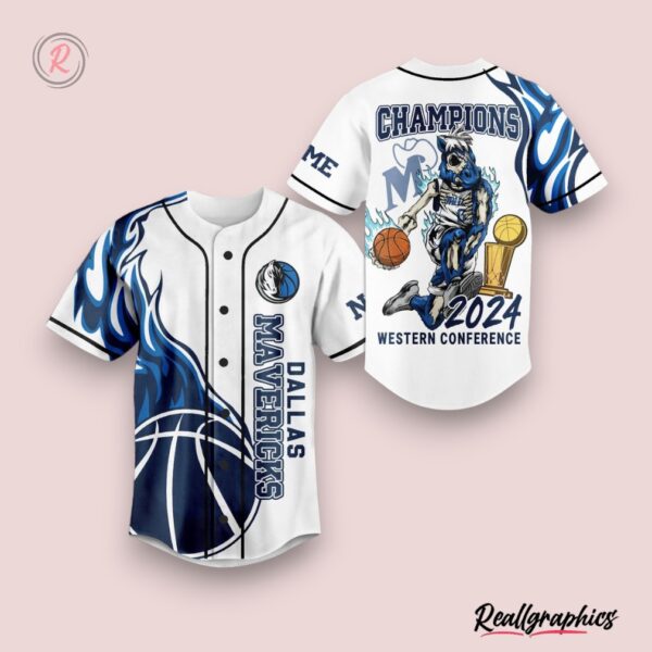 dallas mavericks champions 2024 western conference custom baseball jersey shirt style white