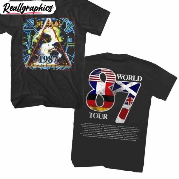 def leppard tour shirt, metal rock band album short sleeve sweater