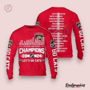 eastern conference champions 2024 florida panthers let's go cats hoodie red