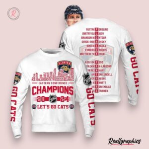 eastern conference champions 2024 florida panthers let's go cats hoodie white