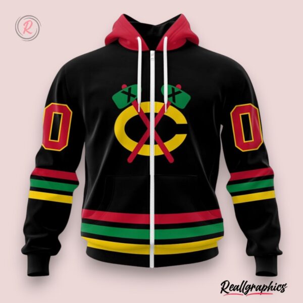 nhl chicago blackhawks special blackout design hoodie