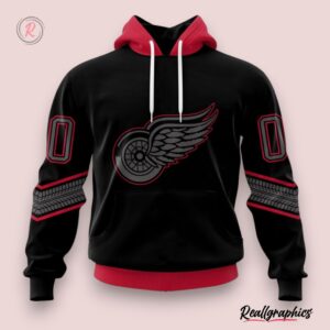 nhl detroit red wings special blackout design hoodie