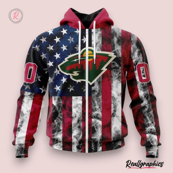 nhl minnesota wild special design for independence day the fourth of july hoodie