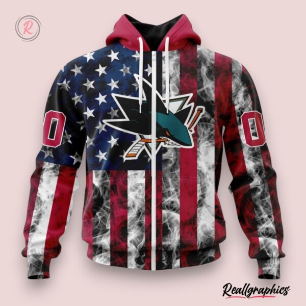 nhl san jose sharks special design for independence day the fourth of july hoodie