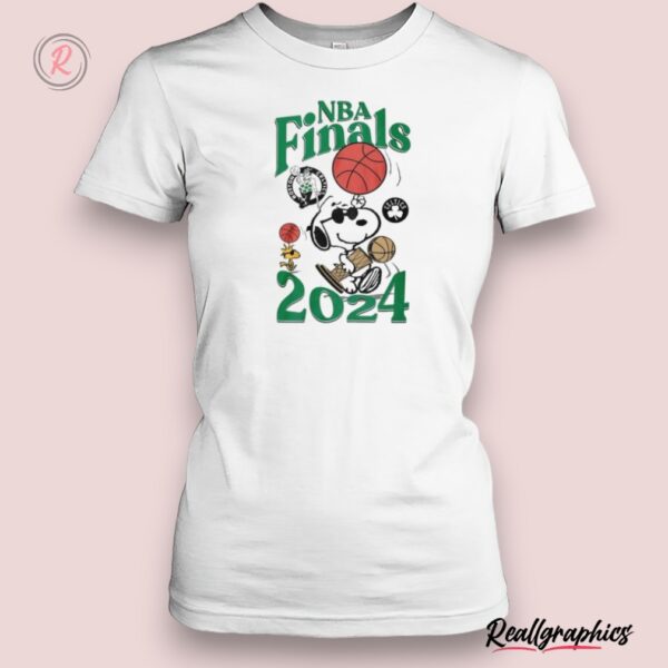 peanuts snoopy and woodstock boston celtics 2024 finals celebration unisex shirt