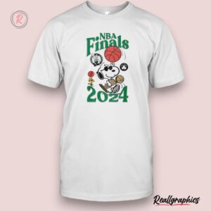 peanuts snoopy and woodstock boston celtics 2024 finals celebration unisex shirt