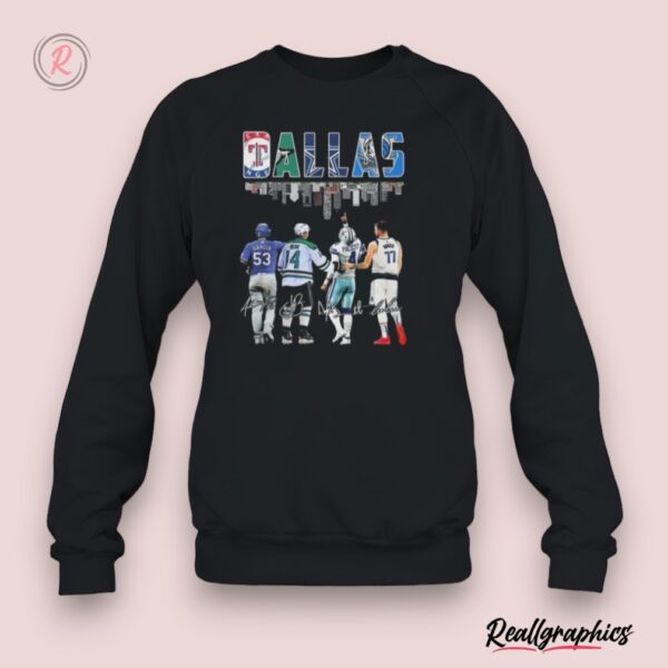 texas rangers dallas stars dallas cowboys dallas mavericks proud city signatures unisex shirt