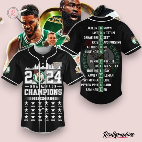 18 time nba finals champions boston celtics baseball jersey black, celtics merchandise