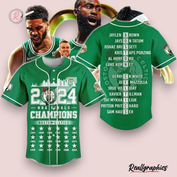 18 time nba finals champions boston celtics baseball jersey green, celtics gifts for fans