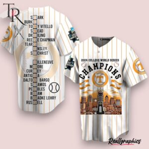 2024 college world series champions tennessee volunteers baseball jersey white, tennessee volunteers gear