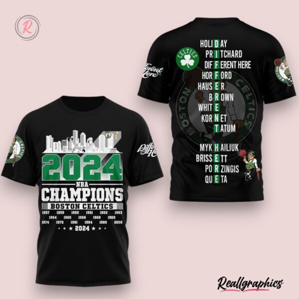 2024 nba champions boston celtics hoodie black, celtics gifts for fans