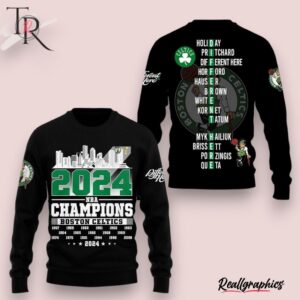 2024 nba champions boston celtics hoodie black, celtics gifts for fans