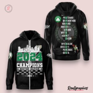 2024 nba champions boston celtics hoodie black, celtics gifts for fans