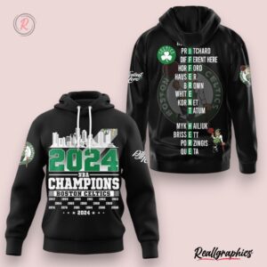 2024 nba champions boston celtics hoodie black, celtics gifts for fans