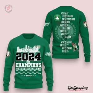 2024 nba champions boston celtics hoodie green, celtics unique gifts