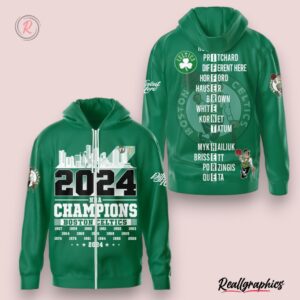 2024 nba champions boston celtics hoodie green, celtics unique gifts