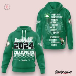 2024 nba champions boston celtics hoodie green, celtics unique gifts