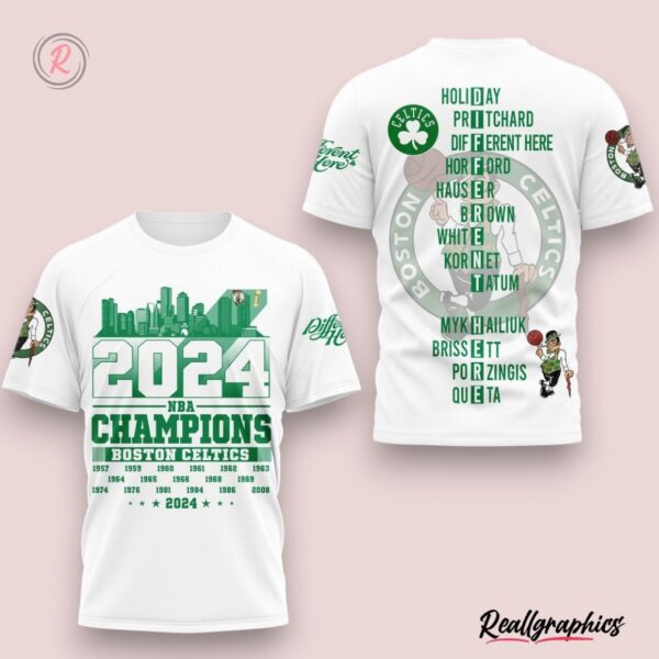 2024 nba champions boston celtics hoodie white, celtics gifts for fans