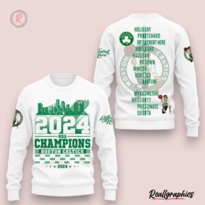 2024 nba champions boston celtics hoodie white, celtics gifts for fans