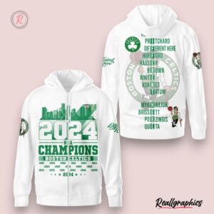 2024 nba champions boston celtics hoodie white, celtics gifts for fans