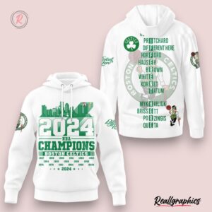 2024 nba champions boston celtics hoodie white, celtics gifts for fans