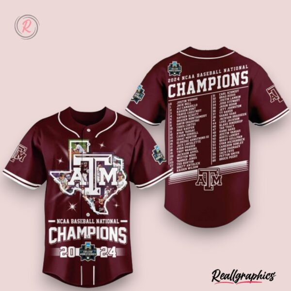 2024 ncaa baseball national champions texas a&m baseball jersey