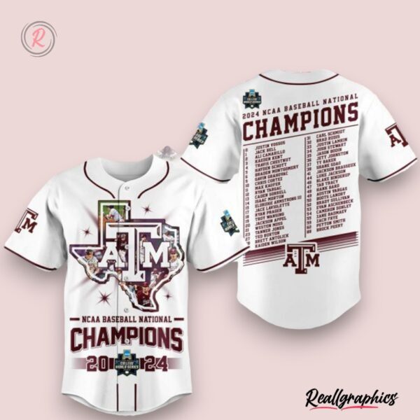 2024 ncaa baseball national champions texas a&m baseball jersey white