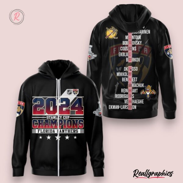 2024 stanley cup champions florida panthers hoodie black, florida panthers gifts for fans