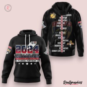 2024 stanley cup champions florida panthers hoodie black, florida panthers gifts for fans