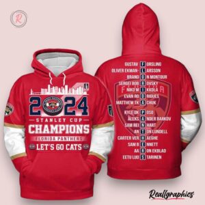 2024 stanley cup champions florida panthers let's go cats hoodie red, florida panthers team gifts