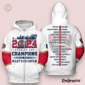 2024 stanley cup champions florida panthers let's go cats hoodie white, florida panthers unique gifts