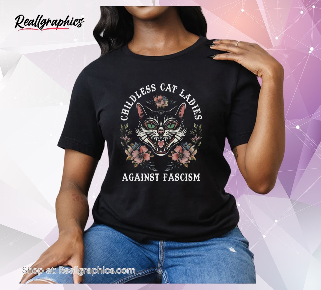 amare box childless cat ladies shirt, girls female against fascism retro unisex shirt