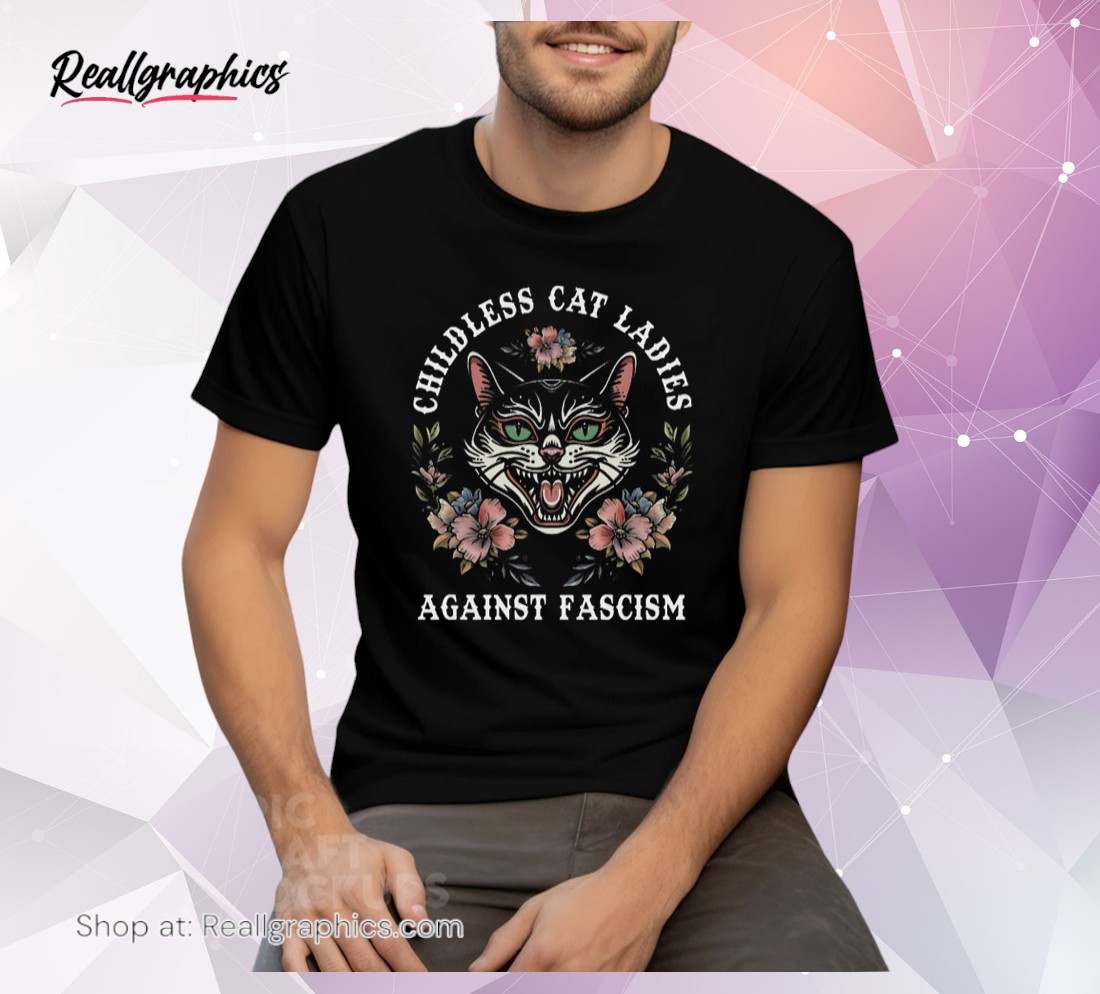 amare box childless cat ladies shirt, girls female against fascism retro unisex shirt