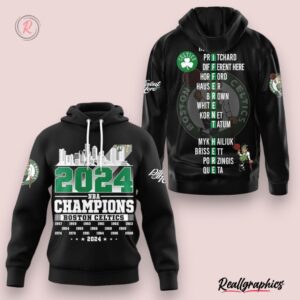 boston celtics city 2024 nba champions hoodie black, celtics merchandise