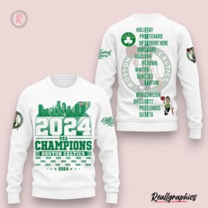 boston celtics city 2024 nba champions hoodie white, celtics unique gifts