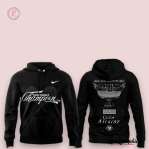 carlos alcaraz roland garros 2024 champions hoodie black