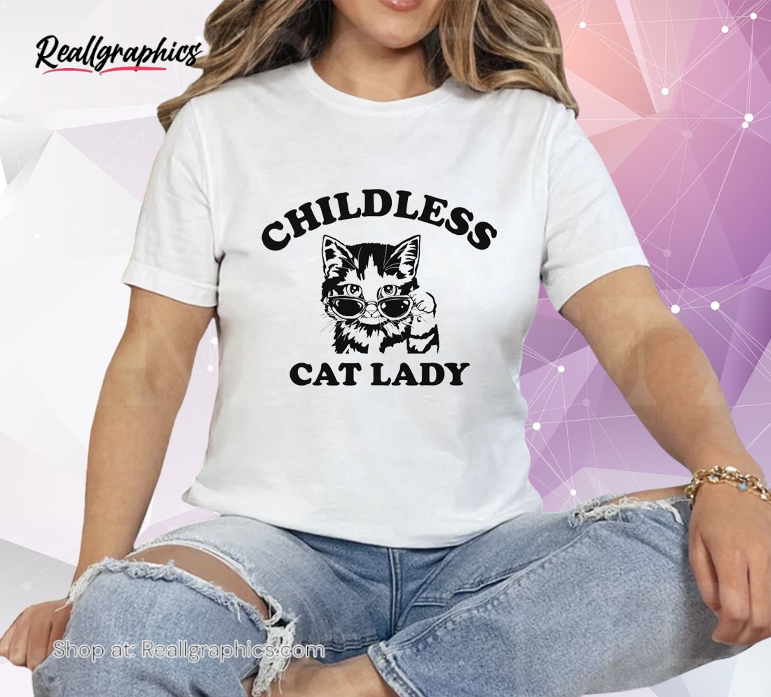 childless cat lady shirt, kamala harris 2024 tee, vote blue unisex shirt