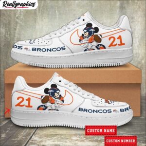 custom denver broncos mickey air force 1 sneaker, broncos merchandise