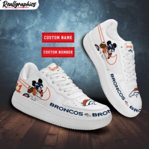 custom denver broncos mickey air force 1 sneaker, broncos merchandise